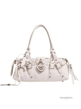 Faux Leather East West Shoulder Bag Y2K Purse Underarm Handbag